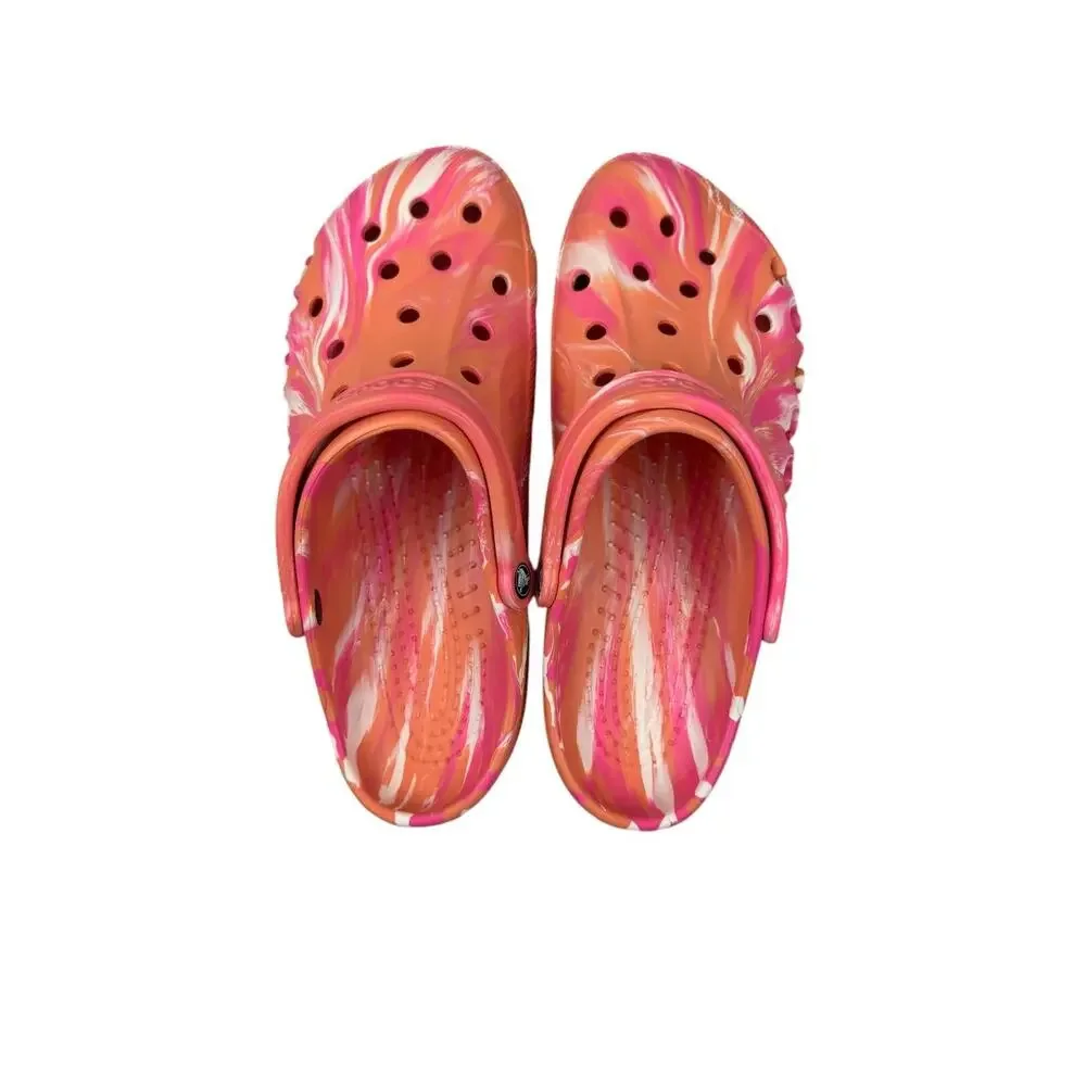 Crocs Unisex Men's and Women's Baya Graphic Clog,Papaya/Multi,14 Women/12 Men